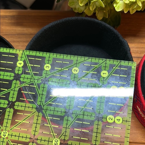 Pair of Vintage Embroidered Fabric Boxes | Hand-Stitched • Round • Red - Picture 9 of 9